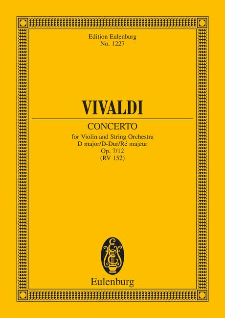 Vivaldi: Concerto D Major Opus 7/12 RV 214 / PV 152 (Study Score) published by Eulenburg